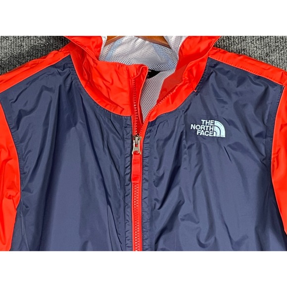 The North Face Boys DryVent Hooded Windbreaker Jacket Orange Navy XL 18 20 - Picture 2 of 12